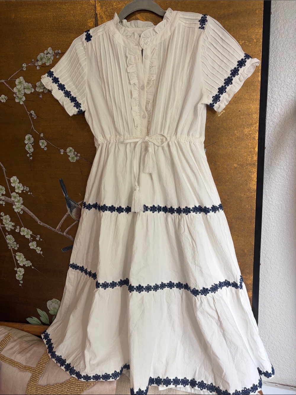 Ivy City Co Santorini tiered dress, 100%, cotton, embroidered flower details. - Picture 13 of 13